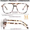 imageFEISEDY Blue Light Blocking Glasses Fake Nerd Clear Square Computer Lightweight Pilot Glasses Frame Oversized B2866Pink Leopard Frame