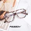 imageFEISEDY Blue Light Blocking Glasses Fake Nerd Clear Square Computer Lightweight Pilot Glasses Frame Oversized B2866Pink Leopard Frame