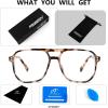 imageFEISEDY Blue Light Blocking Glasses Fake Nerd Clear Square Computer Lightweight Pilot Glasses Frame Oversized B2866Pink Leopard Frame