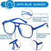 imageFEISEDY Blue Light Blocking Glasses Fake Nerd Clear Square Computer Lightweight Pilot Glasses Frame Oversized B2866Transparent Blue Frame
