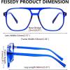 imageFEISEDY Blue Light Blocking Glasses Fake Nerd Clear Square Computer Lightweight Pilot Glasses Frame Oversized B2866Transparent Blue Frame