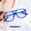 imageFEISEDY Blue Light Blocking Glasses Fake Nerd Clear Square Computer Lightweight Pilot Glasses Frame Oversized B2866Transparent Blue Frame