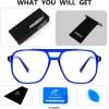 imageFEISEDY Blue Light Blocking Glasses Fake Nerd Clear Square Computer Lightweight Pilot Glasses Frame Oversized B2866Transparent Blue Frame
