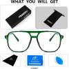 imageFEISEDY Blue Light Blocking Glasses Fake Nerd Clear Square Computer Lightweight Pilot Glasses Frame Oversized B2866Transparent Green