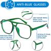 imageFEISEDY Blue Light Blocking Glasses Fake Nerd Clear Square Computer Lightweight Pilot Glasses Frame Oversized B2866Transparent Green