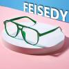 imageFEISEDY Blue Light Blocking Glasses Fake Nerd Clear Square Computer Lightweight Pilot Glasses Frame Oversized B2866Transparent Green