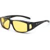 imageFEISEDY Men Night Driving GlassesFit Over Sunglasses Yellow Lens Anti Glare Polarized HD Night Vision Glasses B0225Black Frame
