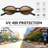 imageFEISEDY Retro Oval Sunglasses for Women 90s Narrow Round Lightweight Shades Y2k Trendy Sunnies B1171002 Black Frame  Tea