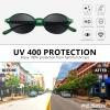 imageFEISEDY Retro Oval Sunglasses for Women 90s Narrow Round Lightweight Shades Y2k Trendy Sunnies B1171006 Transparent Green Frame  Grey