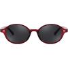 imageFEISEDY Retro Oval Sunglasses for Women 90s Narrow Round Lightweight Shades Y2k Trendy Sunnies B1171007 Transparent Red Frame  Grey