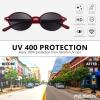 imageFEISEDY Retro Oval Sunglasses for Women 90s Narrow Round Lightweight Shades Y2k Trendy Sunnies B1171007 Transparent Red Frame  Grey