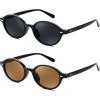 imageFEISEDY Retro Oval Sunglasses for Women 90s Narrow Round Lightweight Shades Y2k Trendy Sunnies B11712pack 001 Black Frame  Grey002 Black Frame  Tea