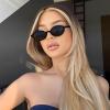 imageFEISEDY Retro Oval Sunglasses for Women 90s Narrow Round Lightweight Shades Y2k Trendy Sunnies B11712pack 001 Black Frame  Grey005 Green Frame  Grey