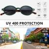 imageFEISEDY Retro Oval Sunglasses for Women 90s Narrow Round Lightweight Shades Y2k Trendy Sunnies B11712pack 001 Black Frame  Grey005 Green Frame  Grey