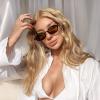 imageFEISEDY Retro Oval Sunglasses for Women 90s Narrow Round Lightweight Shades Y2k Trendy Sunnies B11712pack 002 Black Frame  Tea004 Leopard Frame  Tea
