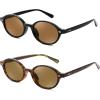 imageFEISEDY Retro Oval Sunglasses for Women 90s Narrow Round Lightweight Shades Y2k Trendy Sunnies B11712pack 002 Black Frame  Tea004 Leopard Frame  Tea
