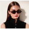 imageFEISEDY Retro Oval Sunglasses for Women 90s Narrow Round Lightweight Shades Y2k Trendy Sunnies B11713pack 001 Black Frame  Grey002 Black Frame  Tea005 Green Frame  Grey