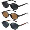 imageFEISEDY Retro Oval Sunglasses for Women 90s Narrow Round Lightweight Shades Y2k Trendy Sunnies B11713pack 001 Black Frame  Grey002 Black Frame  Tea005 Green Frame  Grey