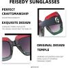 imageFEISEDY Retro Trendy Square Sunglasses for Women Oversized Stylish Inspired Shades Vintage Desinger Sunglasses B2276001 Redgreen FrameGrey Lens