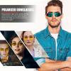 imageFEISEDY Vintage Sunglasses Men Polarized Aviator Metal Frame Lightweight Driving Fishing Running B0057Polarized Blue Lens 03interchangeable Yellow Night Vision Lenses