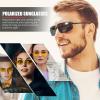 imageFEISEDY Vintage Sunglasses Men Polarized Aviator Metal Frame Lightweight Driving Fishing Running B0057Polarized Gray Lens 01interchangeable Yellow Night Vision Lenses