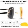 imageFEISEDY Vintage Sunglasses Men Polarized Aviator Metal Frame Lightweight Driving Fishing Running B0057Polarized Gray Lens 01interchangeable Yellow Night Vision Lenses