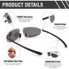 imageFEISEDY Vintage Sunglasses Men Polarized Aviator Metal Frame Lightweight Driving Fishing Running B0057Polarized Gray Lens 01interchangeable Yellow Night Vision Lenses