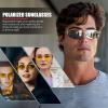 imageFEISEDY Vintage Sunglasses Men Polarized Aviator Metal Frame Lightweight Driving Fishing Running B0057Polarized Silver Lenses 06interchangeable Yellow Night Vision Lenses