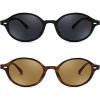 imageFEISEDY Retro Oval Sunglasses for Women 90s Narrow Round Lightweight Shades Y2k Trendy Sunnies B11712pack 001 Black Frame  Grey004 Leopard Frame  Tea