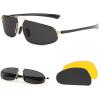 imageFEISEDY Vintage Sunglasses Men Polarized Aviator Metal Frame Lightweight Driving Fishing Running B0057Polarized Gray Lens 01interchangeable Yellow Night Vision Lenses