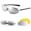 imageFEISEDY Vintage Sunglasses Men Polarized Aviator Metal Frame Lightweight Driving Fishing Running B0057Polarized Silver Lenses 06interchangeable Yellow Night Vision Lenses