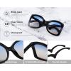 imageFEISEDY Oversized Square Butterfly Sunglasses Curved Curly Arm Frame Womens Fashion Shades B4035Black FrameBlue Yellow Lens