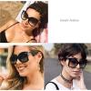 imageFEISEDY Oversized Square Butterfly Sunglasses Curved Curly Arm Frame Womens Fashion Shades B4035Black FrameBlue Yellow Lens