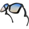 imageFEISEDY Oversized Square Butterfly Sunglasses Curved Curly Arm Frame Womens Fashion Shades B4035Black FrameBlue Yellow Lens