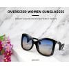 imageFEISEDY Oversized Square Butterfly Sunglasses Curved Curly Arm Frame Womens Fashion Shades B4035Black FrameBlue Yellow Lens