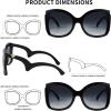 imageFEISEDY Oversized Square Butterfly Sunglasses Curved Curly Arm Frame Womens Fashion Shades B4035Black FrameGradient Grey Lens