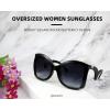 imageFEISEDY Oversized Square Butterfly Sunglasses Curved Curly Arm Frame Womens Fashion Shades B4035Black FrameGradient Grey Lens