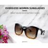 imageFEISEDY Oversized Square Butterfly Sunglasses Curved Curly Arm Frame Womens Fashion Shades B4035Blackleopard FrameGradient Tea Lens