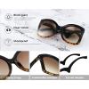 imageFEISEDY Oversized Square Butterfly Sunglasses Curved Curly Arm Frame Womens Fashion Shades B4035Blackleopard FrameGradient Tea Lens