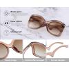 imageFEISEDY Oversized Square Butterfly Sunglasses Curved Curly Arm Frame Womens Fashion Shades B4035Champagne FrameGradient Tea Lens