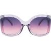 imageFEISEDY Oversized Square Butterfly Sunglasses Curved Curly Arm Frame Womens Fashion Shades B4035Transparent Grey FramePurple Pink Lens