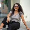 imageFEISEDY Oversized Square Butterfly Sunglasses Curved Curly Arm Frame Womens Fashion Shades B4035Transparent Grey FramePurple Pink Lens