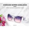 imageFEISEDY Oversized Square Butterfly Sunglasses Curved Curly Arm Frame Womens Fashion Shades B4035Transparent Grey FramePurple Pink Lens
