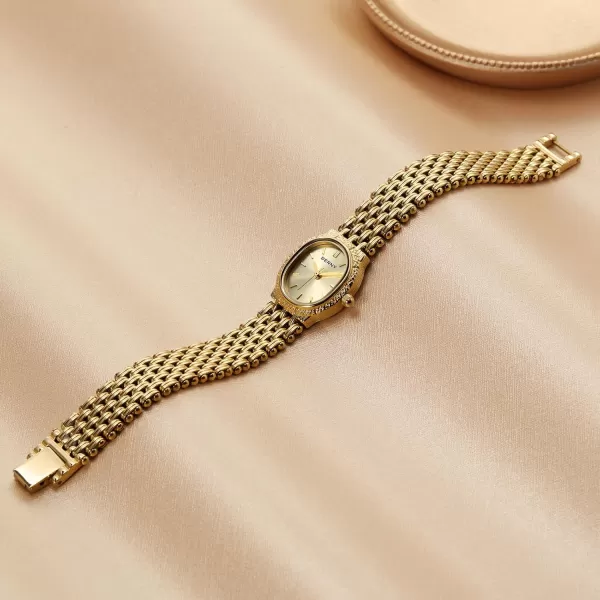 BERNY Gold Watches for Women Oval Ladies Small Watch Quartz Movement 3ATM Waterproof Female Wrist Watch Small and Exquisite Tools IncludedGold