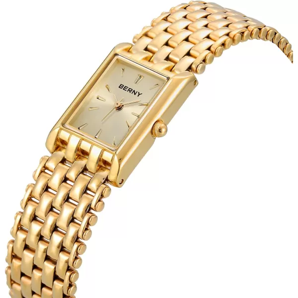 BERNY Gold Watches for Women Updated Ladies Quartz Wrist Watches Stainless Steel Band Womens Small Gold Watch Luxury Casual Fashion Bracelet Tools Included2166LYE