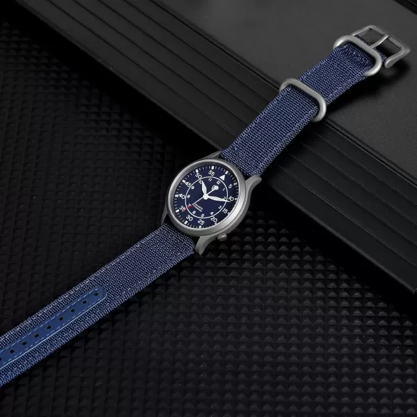 BERNY Mens Titanium Watch Japanese Sweep Second Quartz Movement Titanium Analog Quartz Watch T2566M WaterproofCanvasBlue