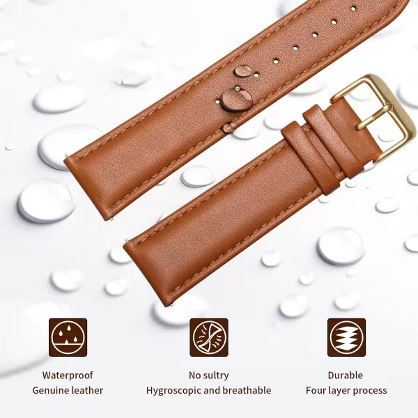 BERNY Quick Release Leather Watch Bands Mens Womens Watch Bands Top Genuine Leather Watch Strap for Men Women  16mm 18mm 20mm 22mm 24mm Black BrownBrown