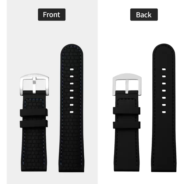 BERNY Silicone Watch Bands Soft Rubber Waterproof Replacement Watch Straps with Stainless Steel Buckle Assorted Colors  22mm 24mm for Men and Women Grey Blue Green Goldblue