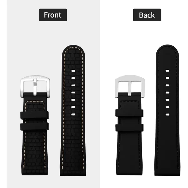 BERNY Silicone Watch Bands Soft Rubber Waterproof Replacement Watch Straps with Stainless Steel Buckle Assorted Colors  22mm 24mm for Men and Women Grey Blue Green Goldgold