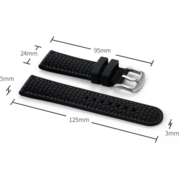 BERNY Silicone Watch Bands Soft Rubber Waterproof Replacement Watch Straps with Stainless Steel Buckle Assorted Colors  22mm 24mm for Men and Women Grey Blue Green Goldgold